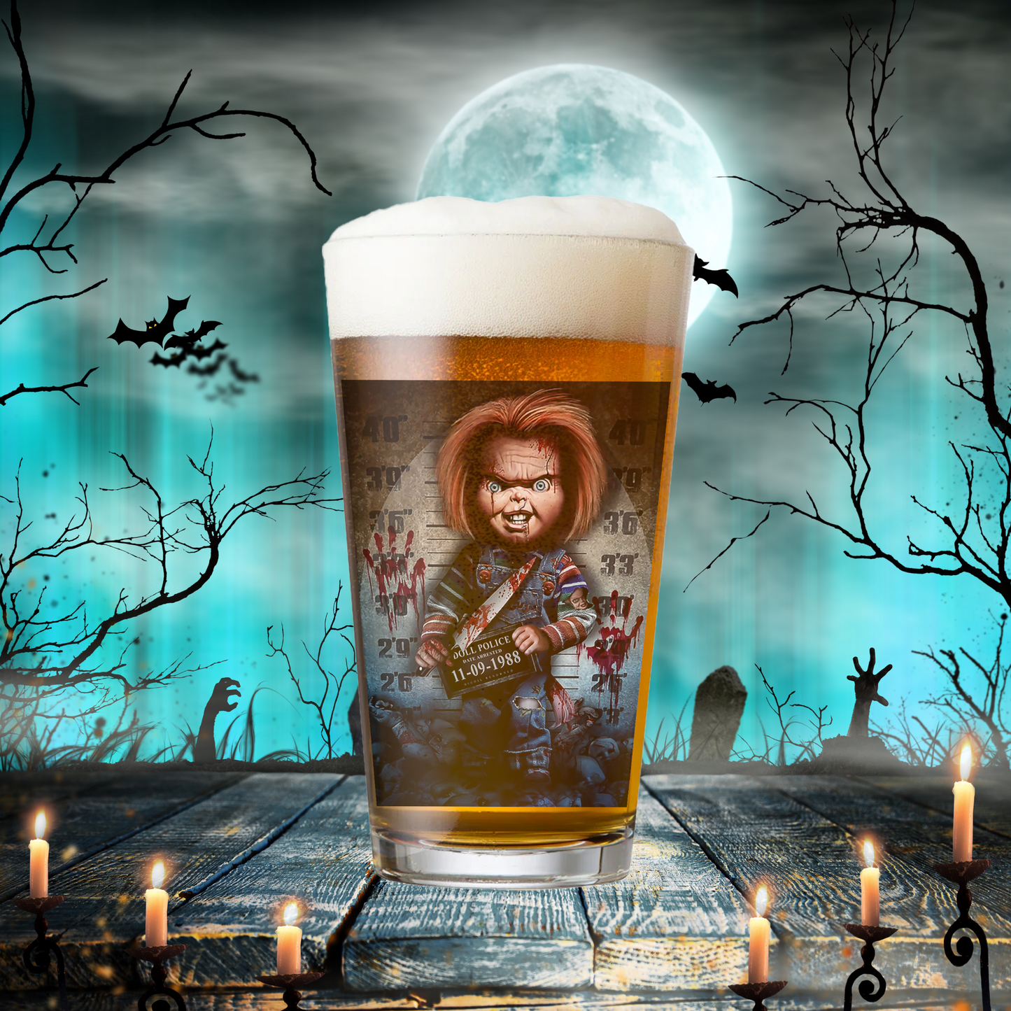 Chucky 16oz Pint Glass Horror-Themed Glassware