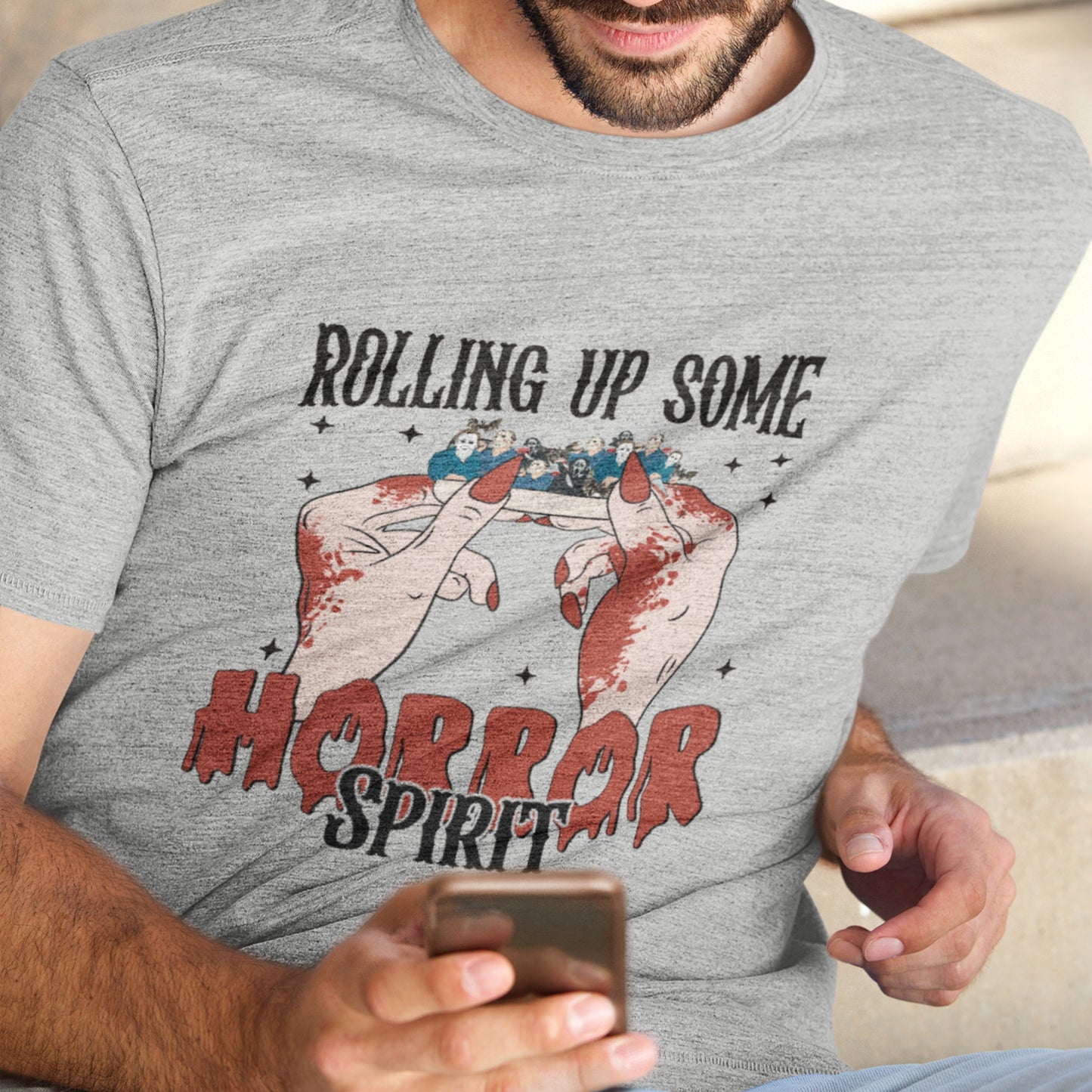 Rolling Up Some Horror Spirit T-Shirt Perfect for Horror Fans