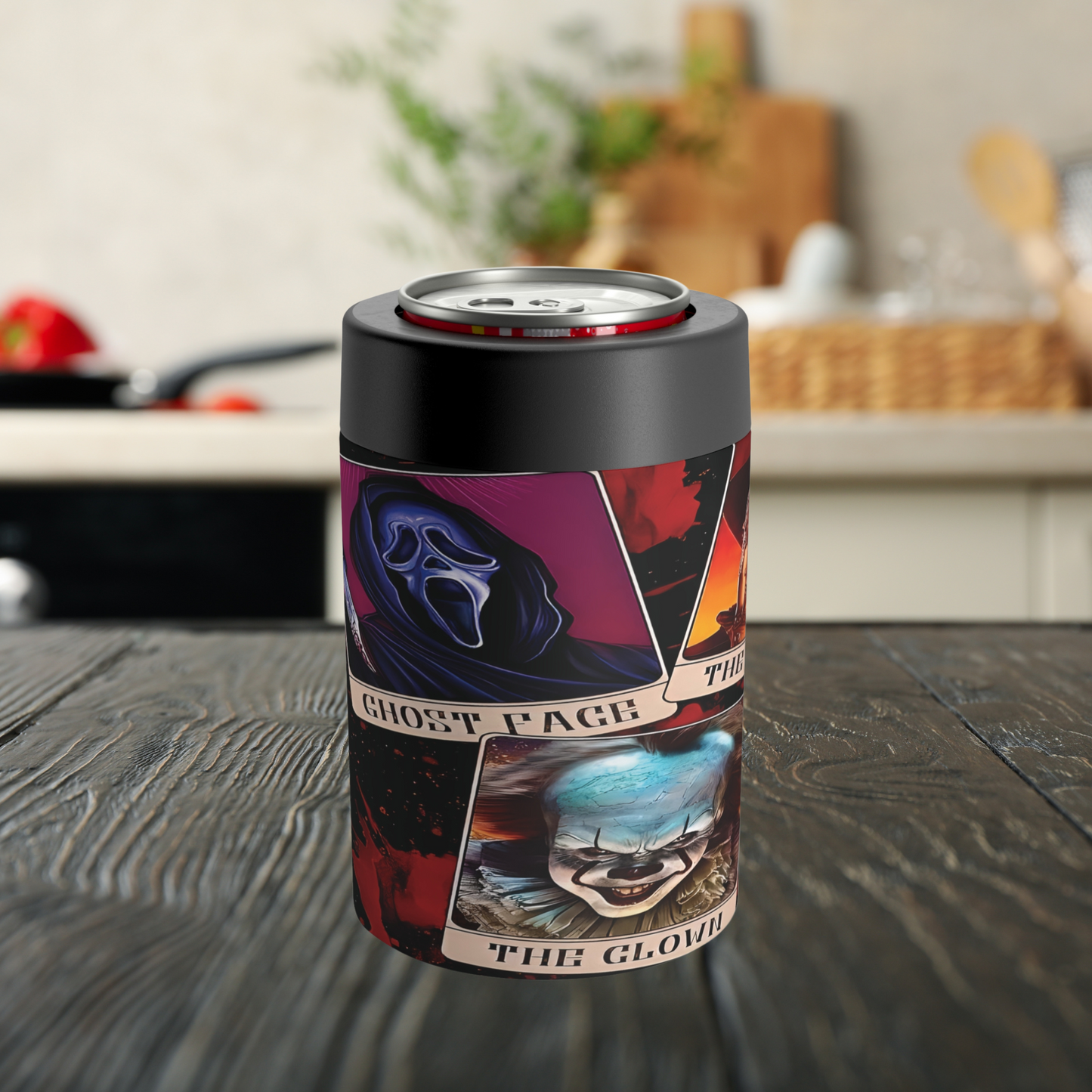 Horror Trading Card 12oz Can Holder Keep Your Drinks Cool with a Frightening Flair