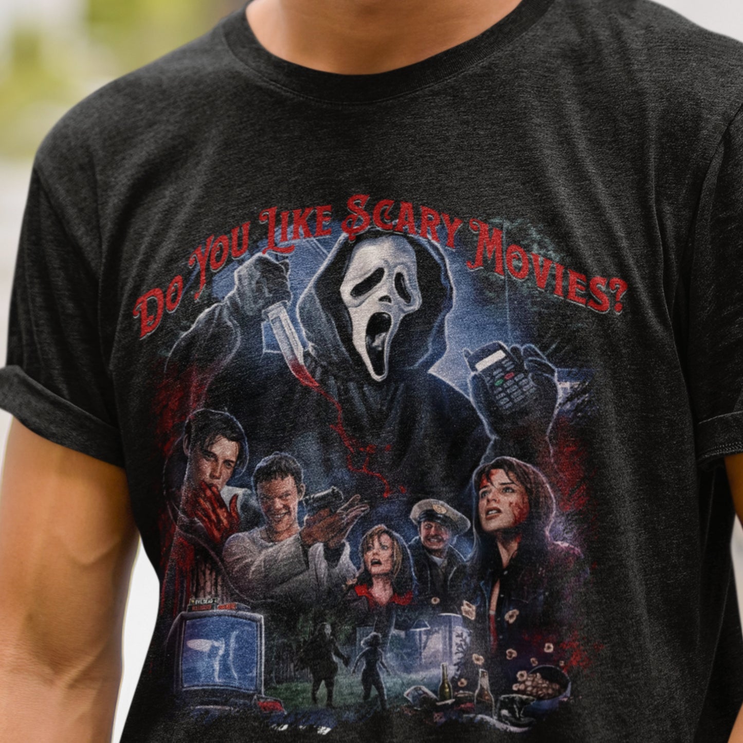 Do You Like Scary Movies Premium Horror Graphic Tee - Bella+Canvas 3001