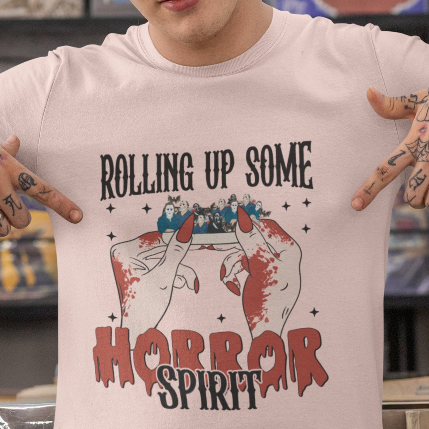 Rolling Up Some Horror Spirit T-Shirt Perfect for Horror Fans