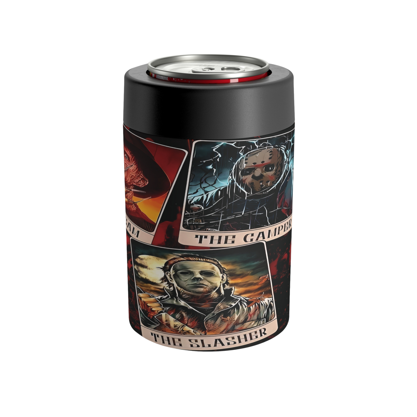 Horror Trading Card 12oz Can Holder Keep Your Drinks Cool with a Frightening Flair