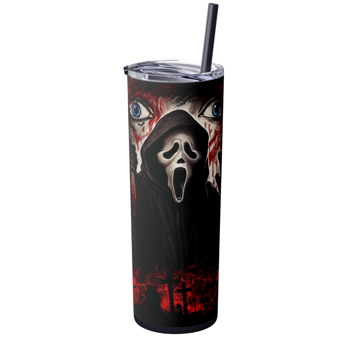 Ghostface 20oz Skinny Tumbler with Straw