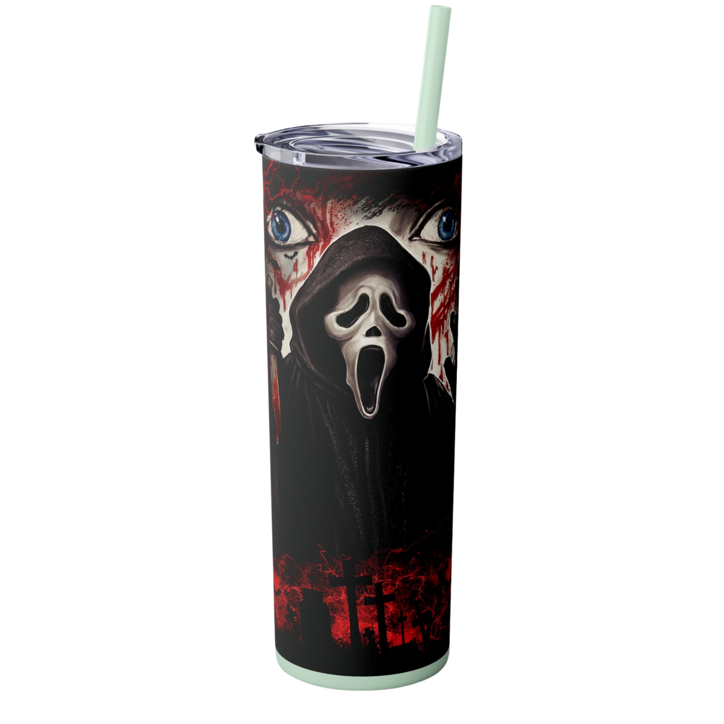 Ghostface 20oz Skinny Tumbler with Straw