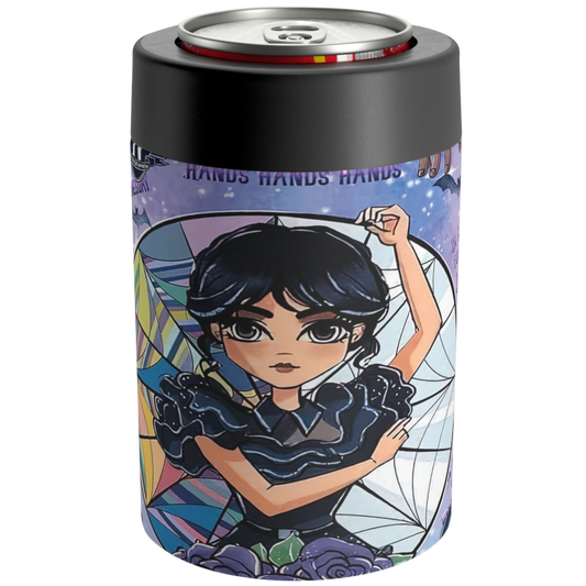 Spooky Wednesday Addams 12oz Can Cooler Perfect for Hauntingly Cold Drinks